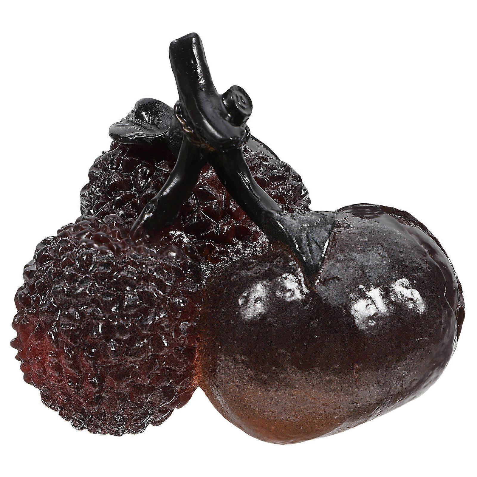 Tea Table Decoration Mini Litchi Model Artificial Litchi Resin Ornament 3Pcs
