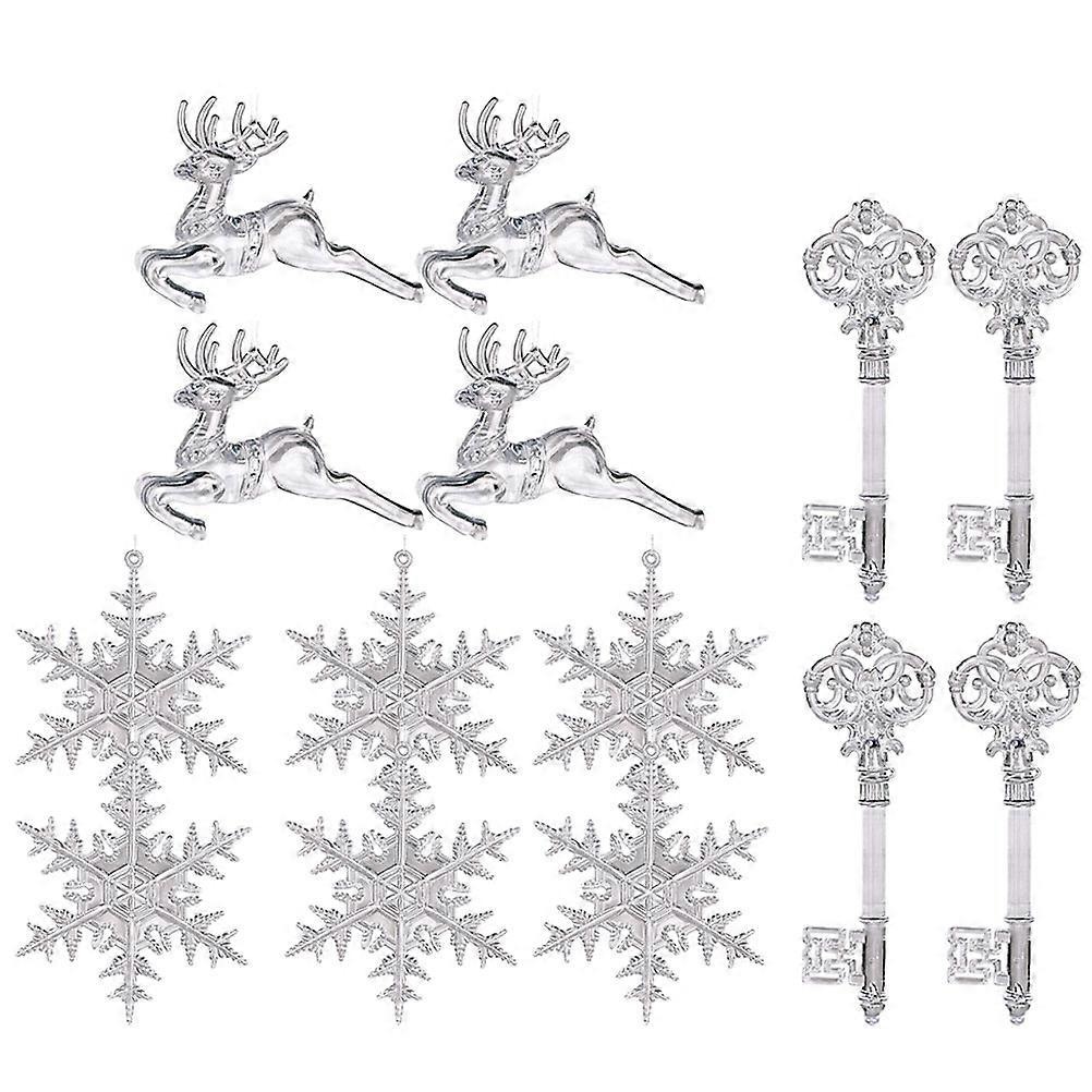 Snowflake Decorations Acrylic Elk Hanging Ornament 3Sets for Christmas Tree
