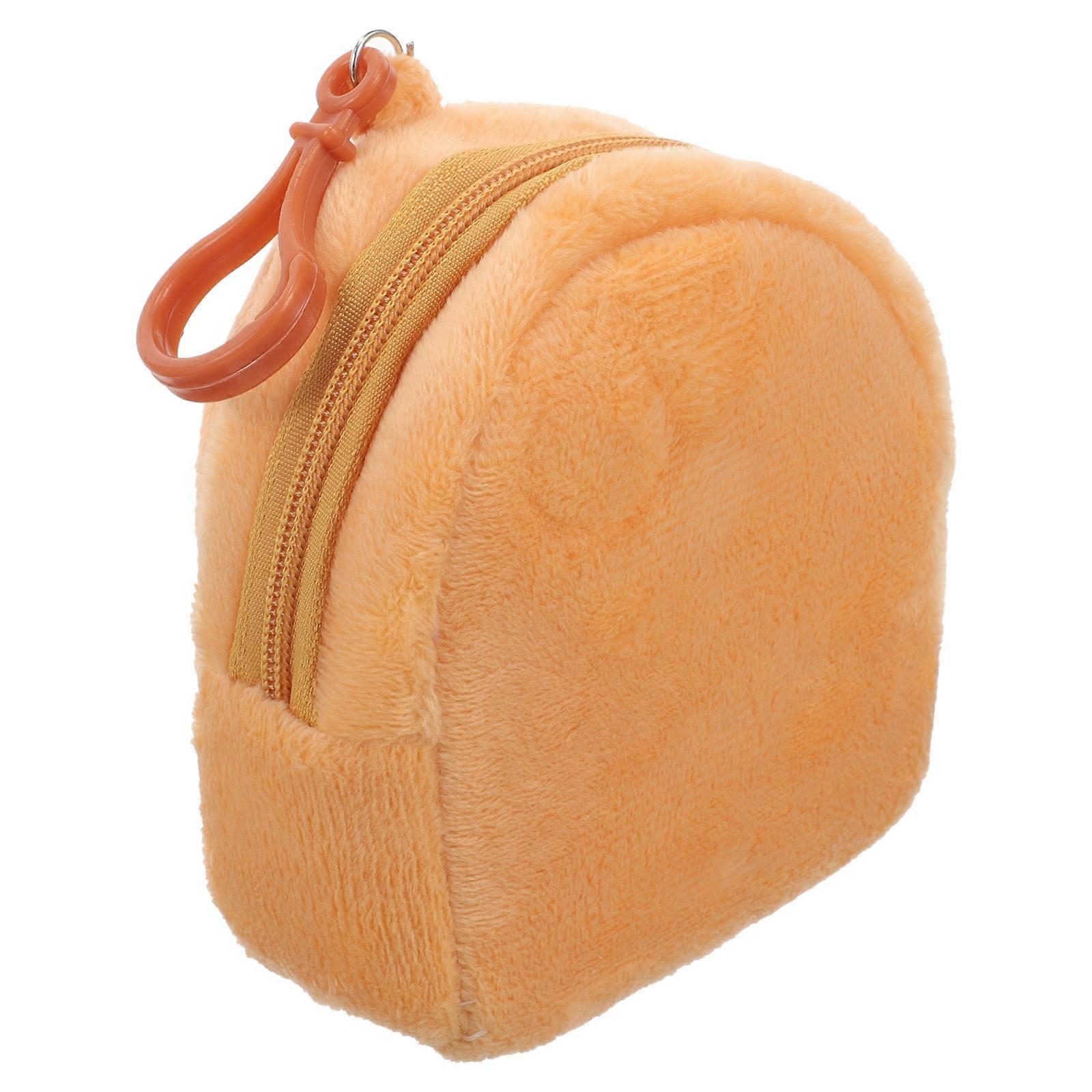 Small Plush Coin Purse Keychain for Storage Brown 4Pcs Practical Pouch