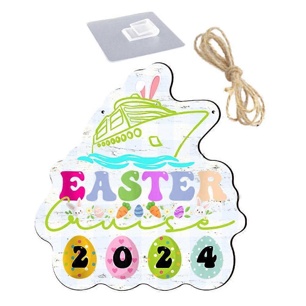 Easter Front Door Sign Wooden Plaque for Hanging 4Pcs Easter Decorations