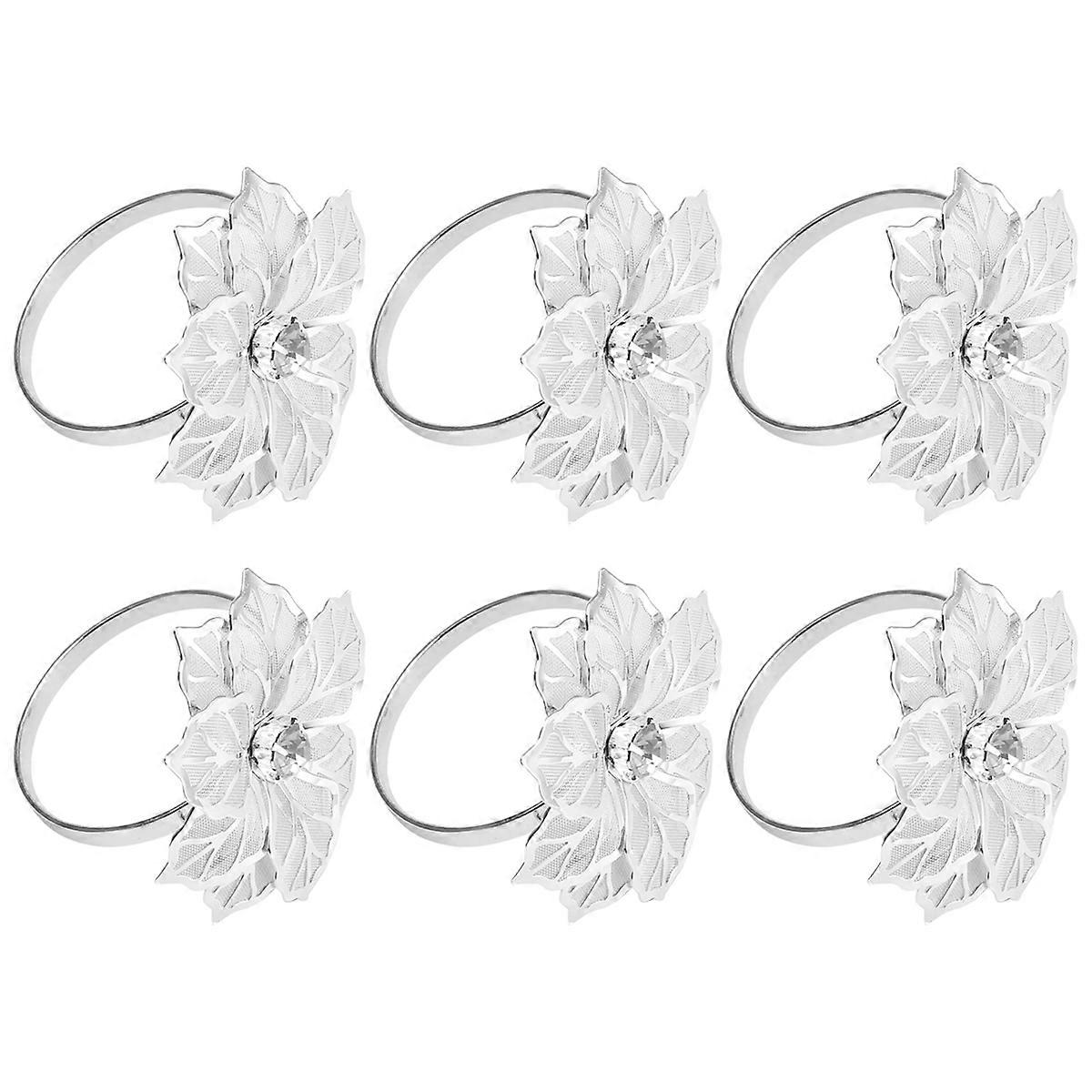 6Pack Napkin Rings, for Table Decorations,Wedding,Dinner,Party,Silver