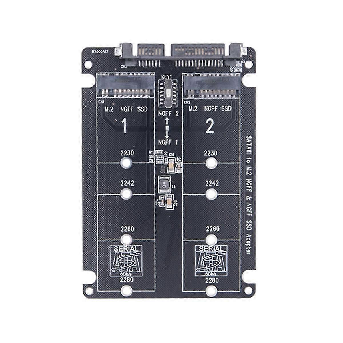Dual NGFF to SATA Adapter 2 Port M.2 SATA SSD B Key to SATA3.0 6Gbps Converter for 2230 2242 2260 22