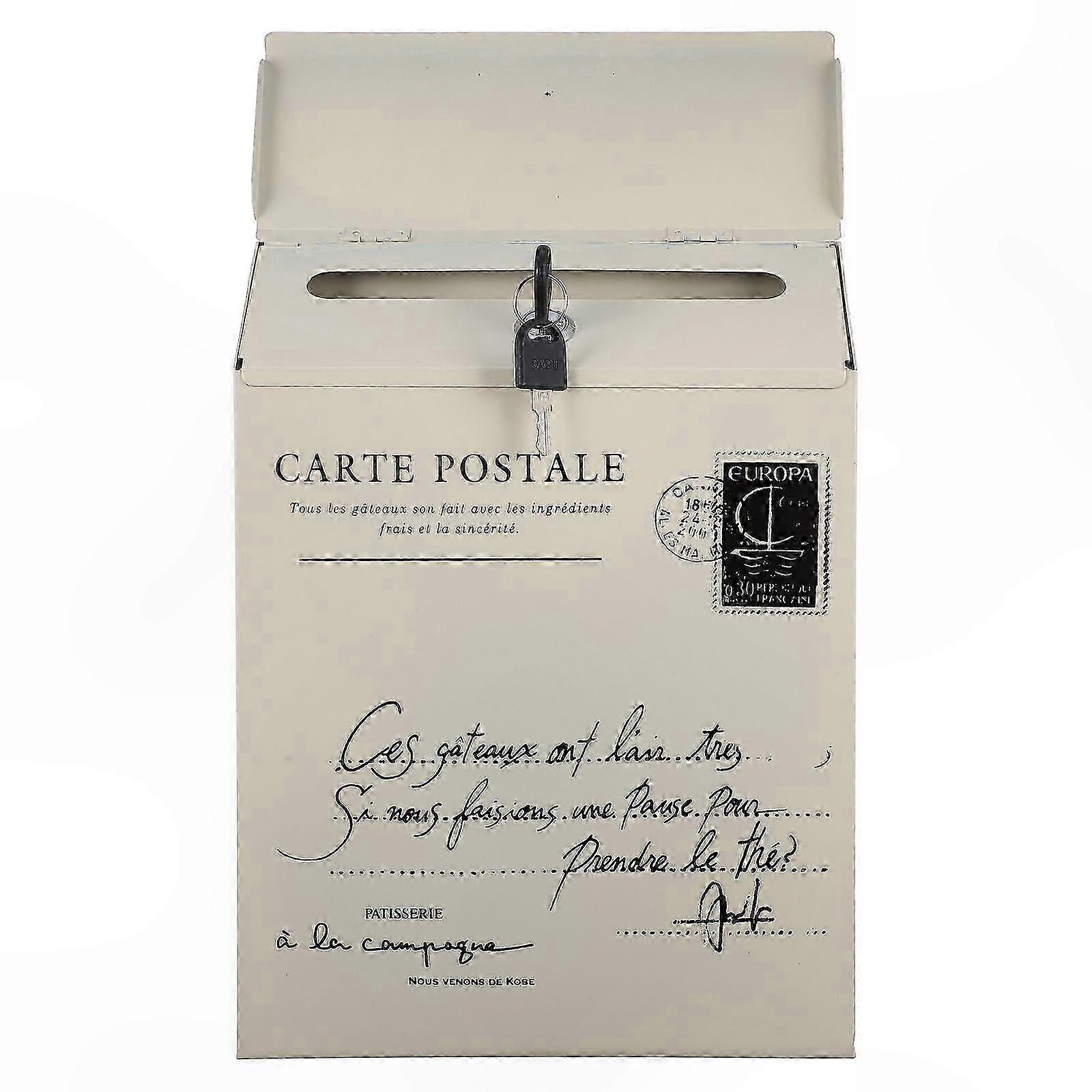 Vintage Wall-Mounted Mailbox with Lock for Letters and Newspapers