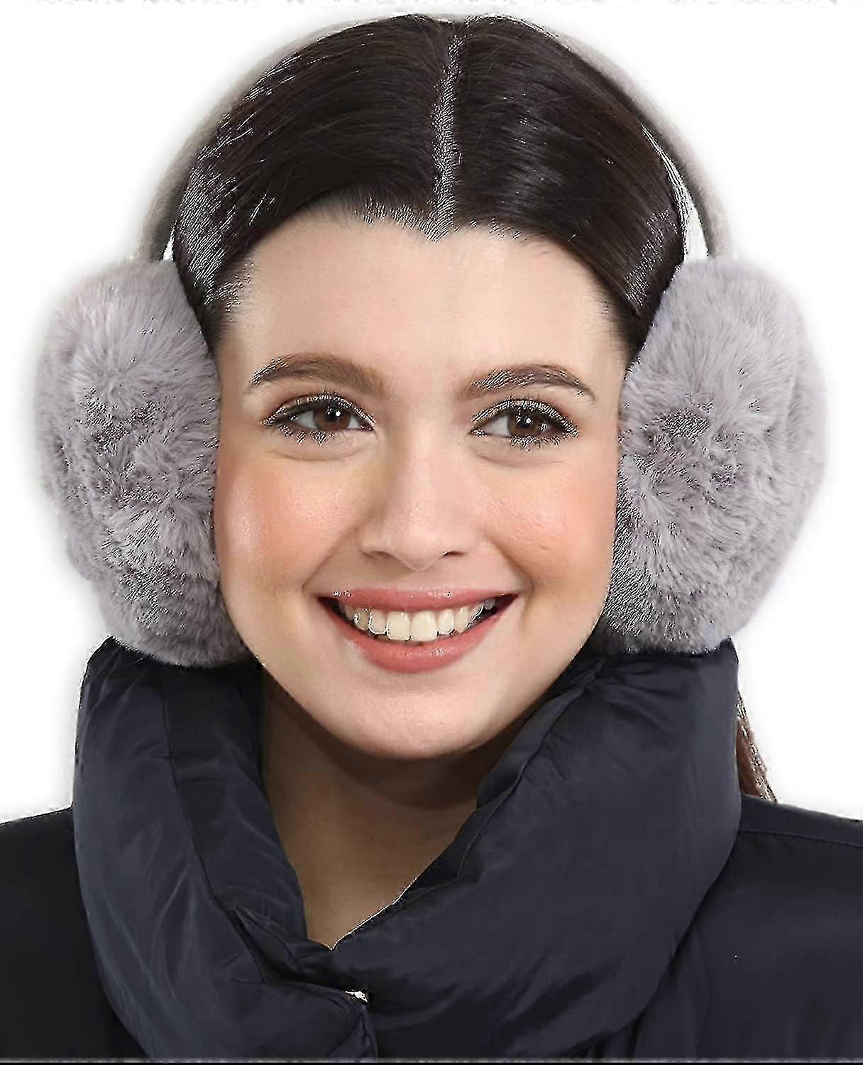 女性用イヤーマフ - ウィンターイヤーウォーマー - ソフト&ウォームケーブルニットファーリーフリースEarmuffs - 寒い天候のためのイヤーカバー