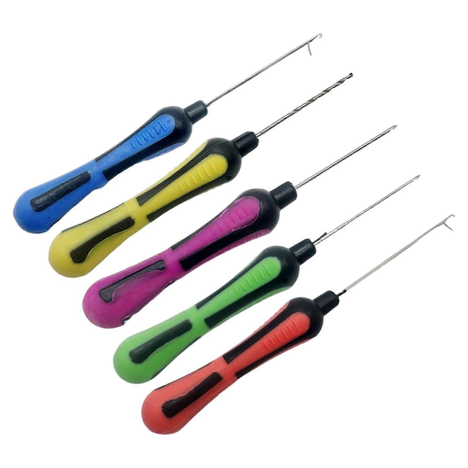 5Pcs Baiting Needles Crochet Hooks Set Non-Slip Handle Design Comfortable Grip Rigging Needles Carp Fishing Tackle Kit