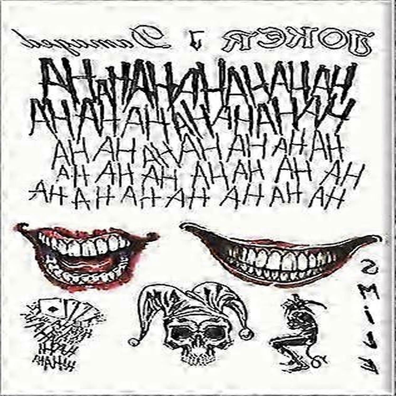 防水一時的な入れ墨のステッカースカルジョーカーピエロパターンタトゥー水転写ボディアート偽の入れ墨女性男性