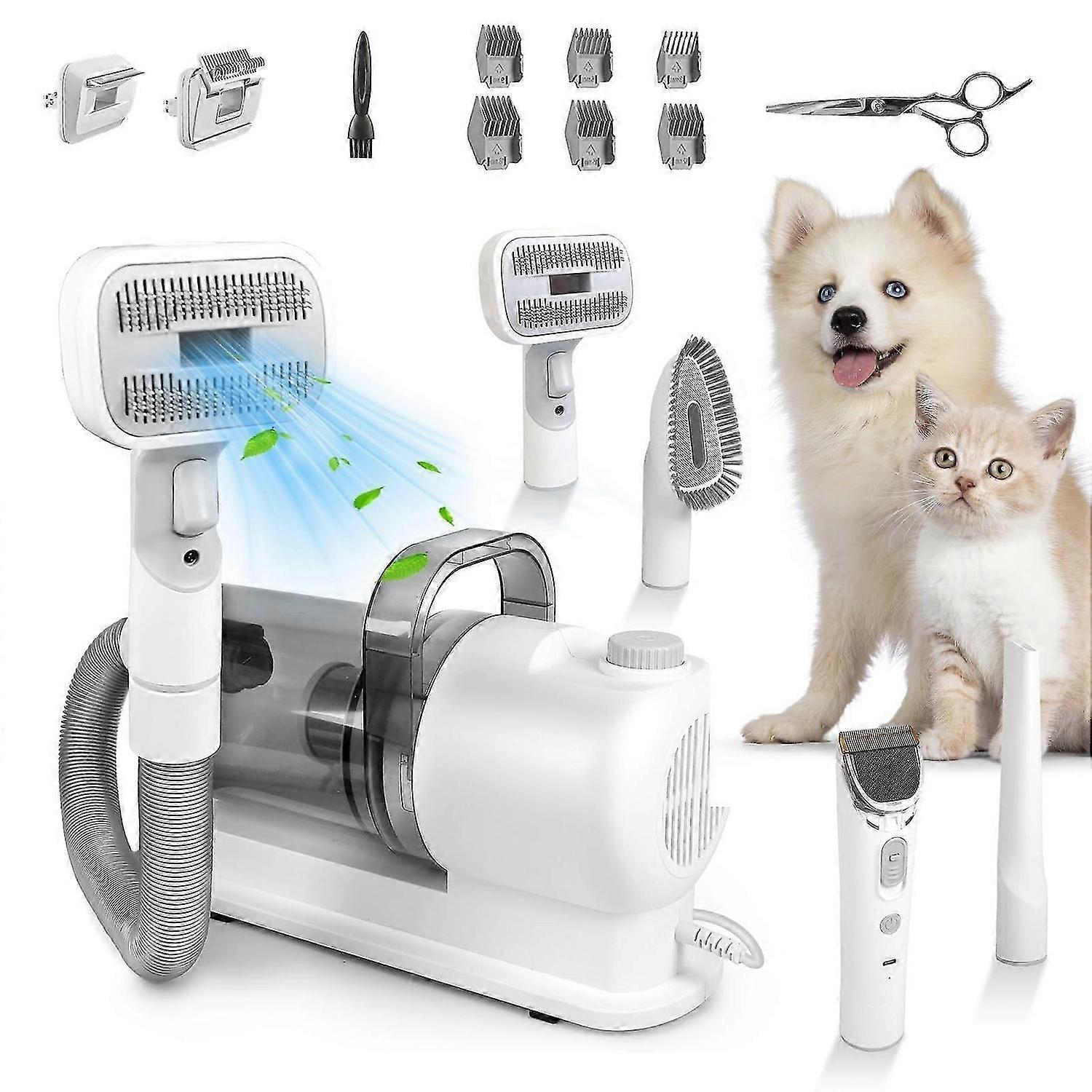 7-in-1 Dog Grooming Vacuum Kit with 2.5L Dust Cup, 10000PA Suction, Low Noise for Pet Shedding - Professional Dog & Cat Clipper Set