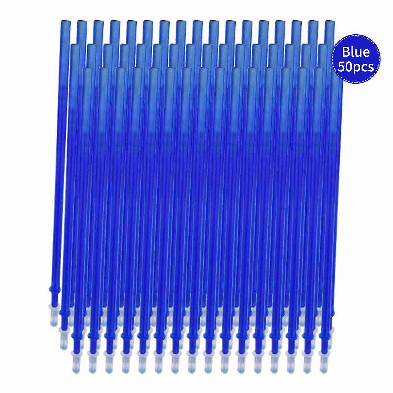 50 חתיכות מילוי עט ג'ל מחיק בדיו כחול 0.5 מ"מ עם קצה עדין החלפה לעטים מחיקים משרדיים וספרים