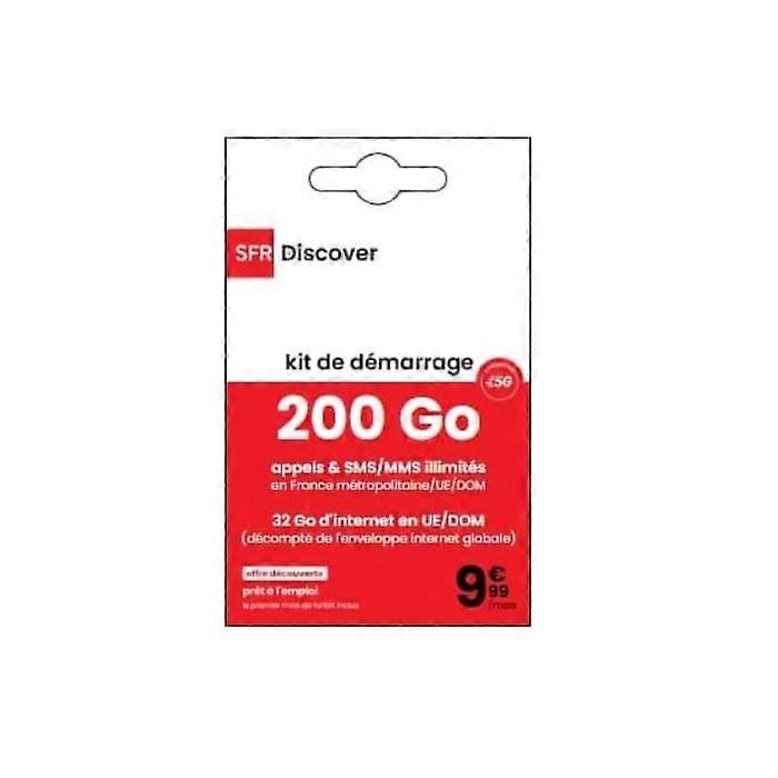 5G SIM Card SFR Discover, Mobile Plan 200 Go with Unlimited Calls and SMS/MMS