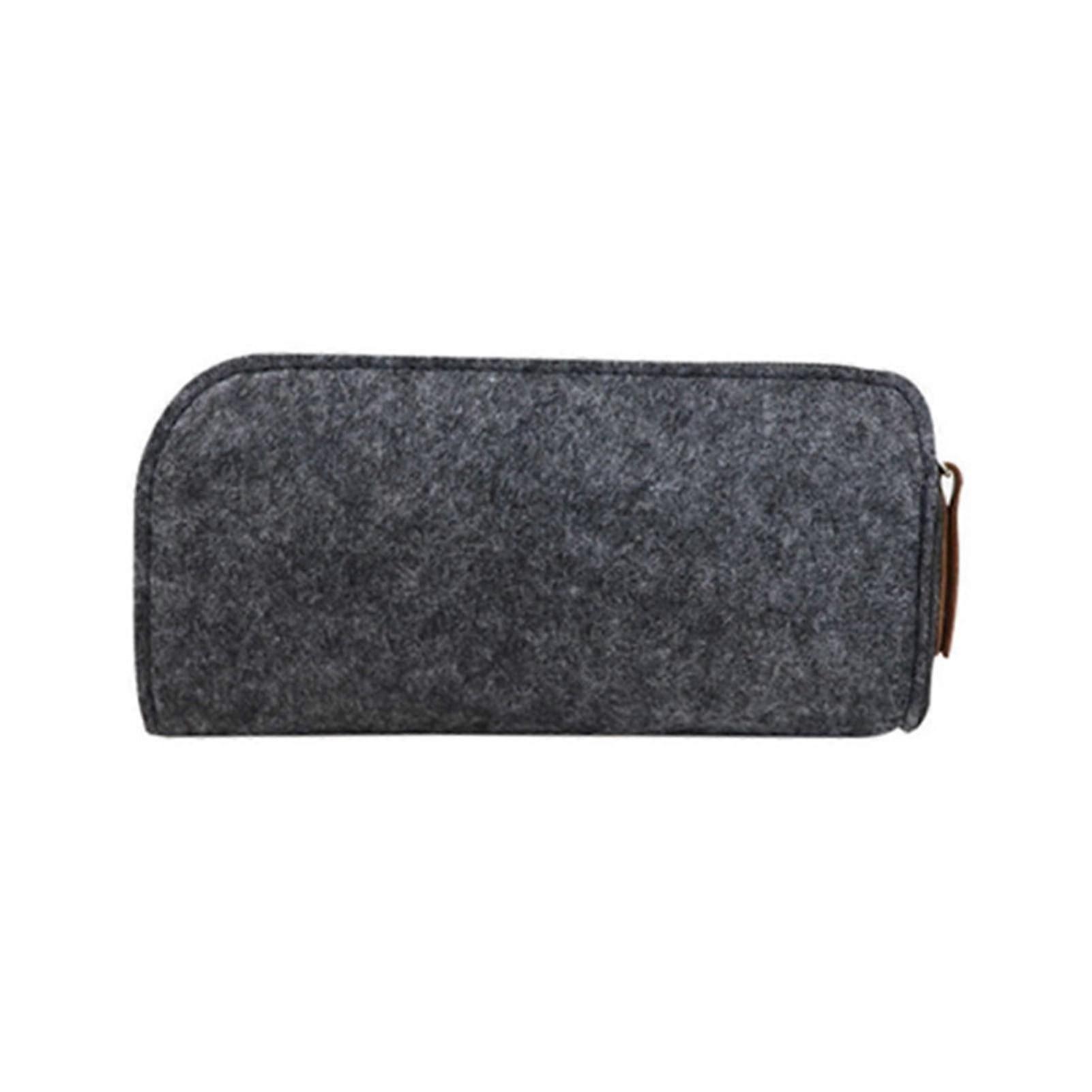 Felt Zipper Pencil Case Simple Cosmetic Pouch For School Supplies