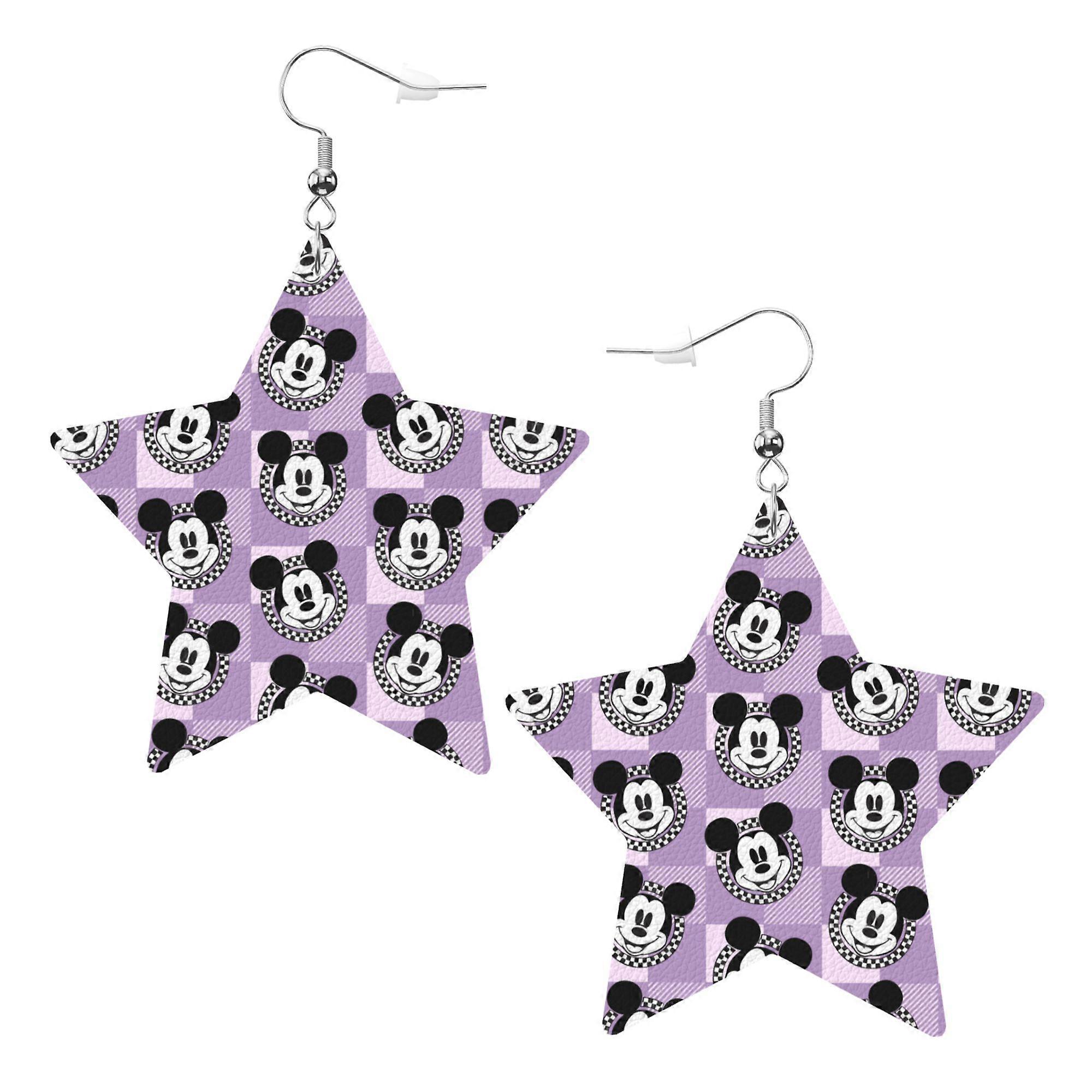Cartoon Mickey Mouse Leather Earrings Christmas Decorative Design Faux Leather Earring Lightweight Dangle Drop Earrings for Women