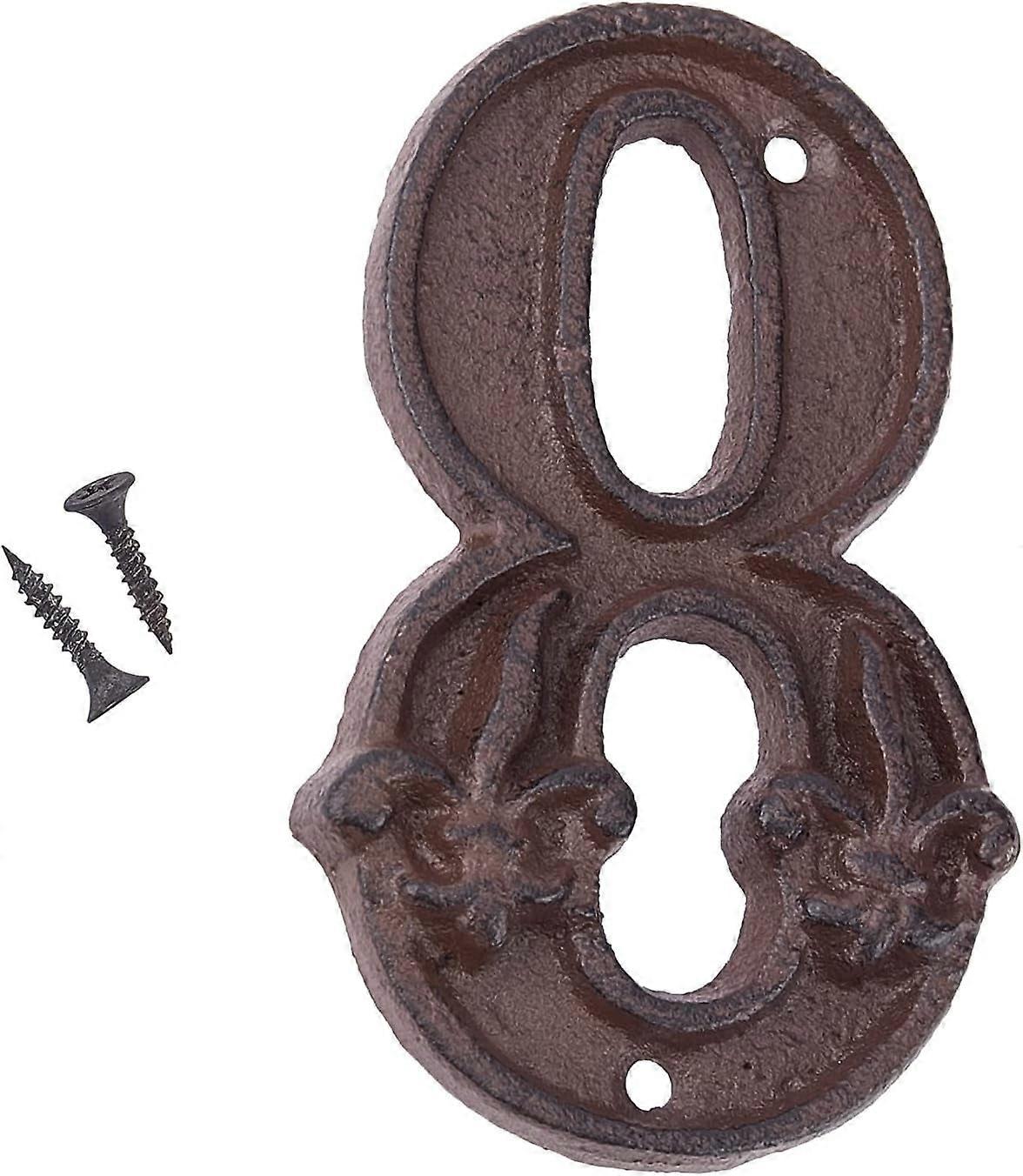 4.7 Inch House Numbers Cast Iron Address Numbers Rustic Metal Home Numbers Mailbox Numbers Door Numbers for Outside with Screws Number 8 DIY