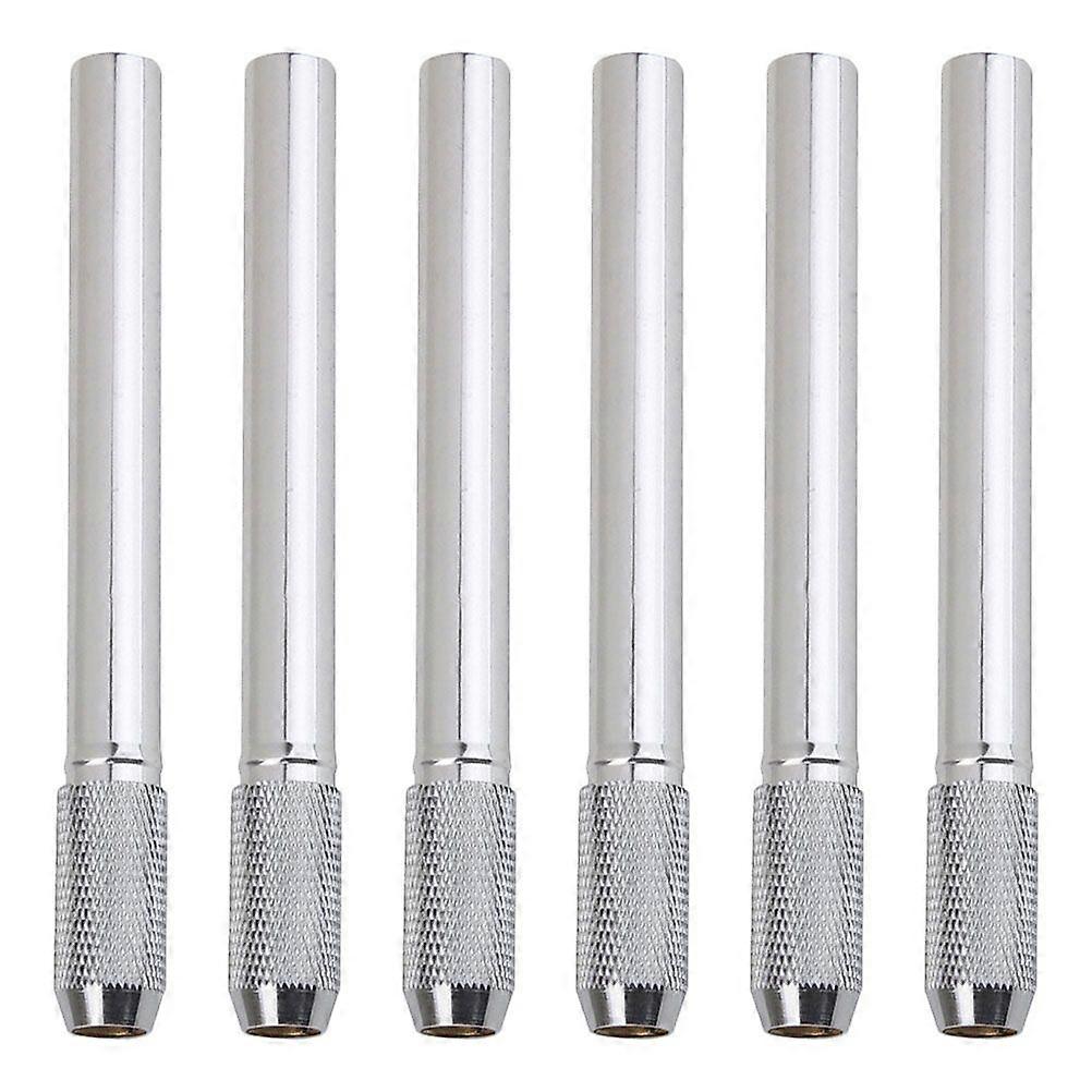 6 יחידות מאריכי עיפרון נירוסטה מחזיקי עפרונות יציבים לבית הספר (כסף)