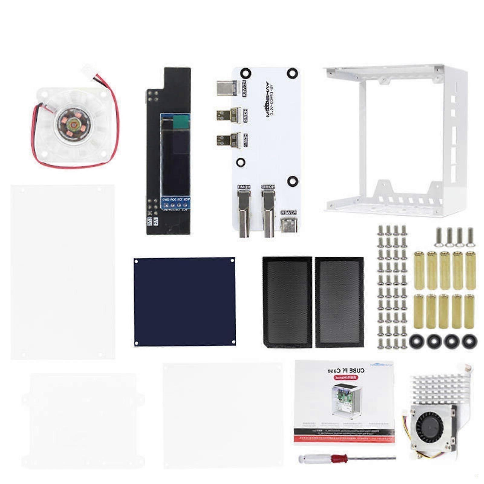 NVMe M.2 SSDs PCIe Mini PC Case for 5 Featuring NVMe M.2 SSDs Support and Two RGBs Fan Multicolor