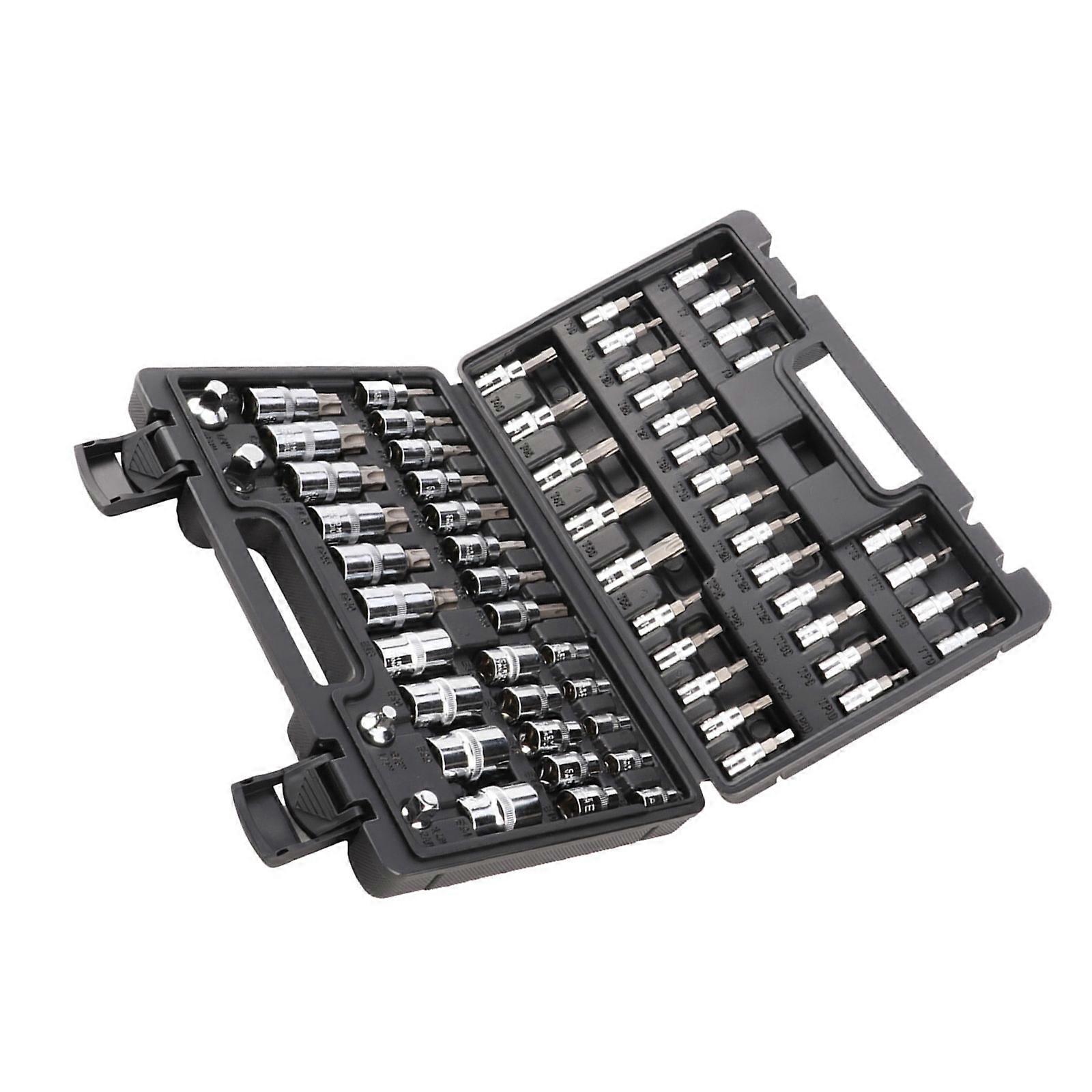 Multipurpose Mechanical Tool Kit 64/37PCS Nonslip Grip Socket Wrenches Set Including Storage Box For Automotive Maintenance Multicolor