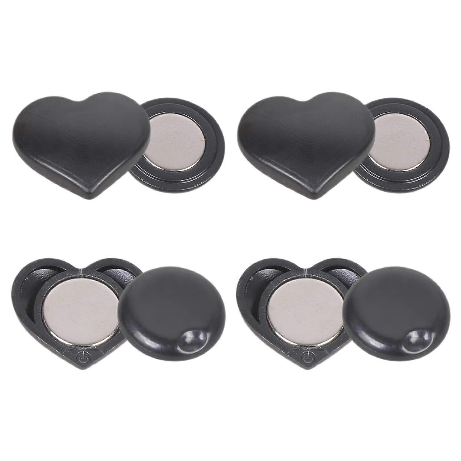 4 Pairs Heart Design Magnetic Bib Clip For Running Event Lightweight No Damage To Clothing Easy Installation Multicolor