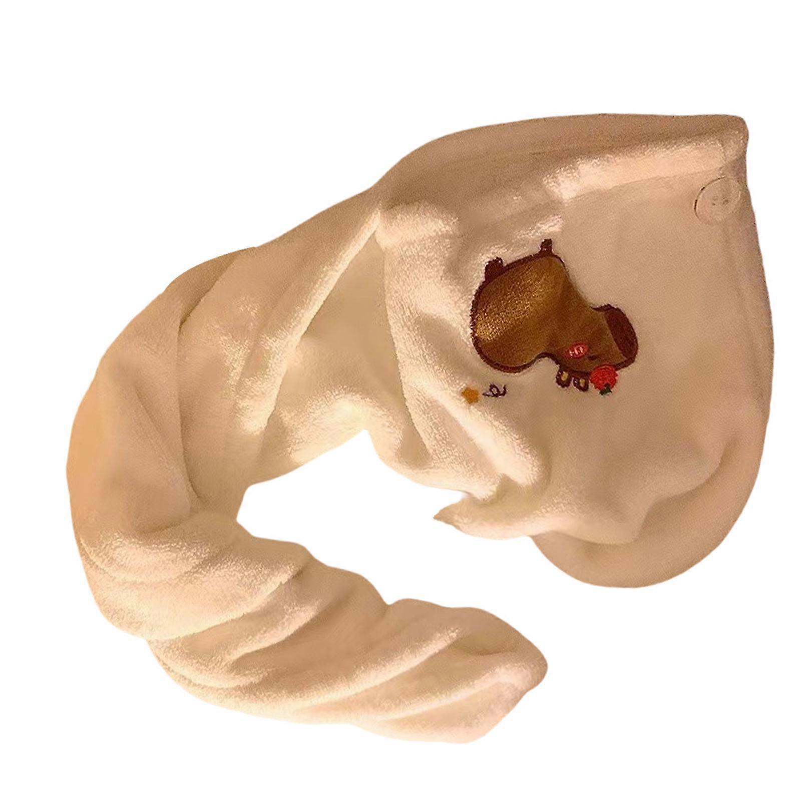 Bath Accessories High Absorbency Capybara Hair Towel Wrap Fast Drying Microfiber Towel with Button for Wet Hair  White