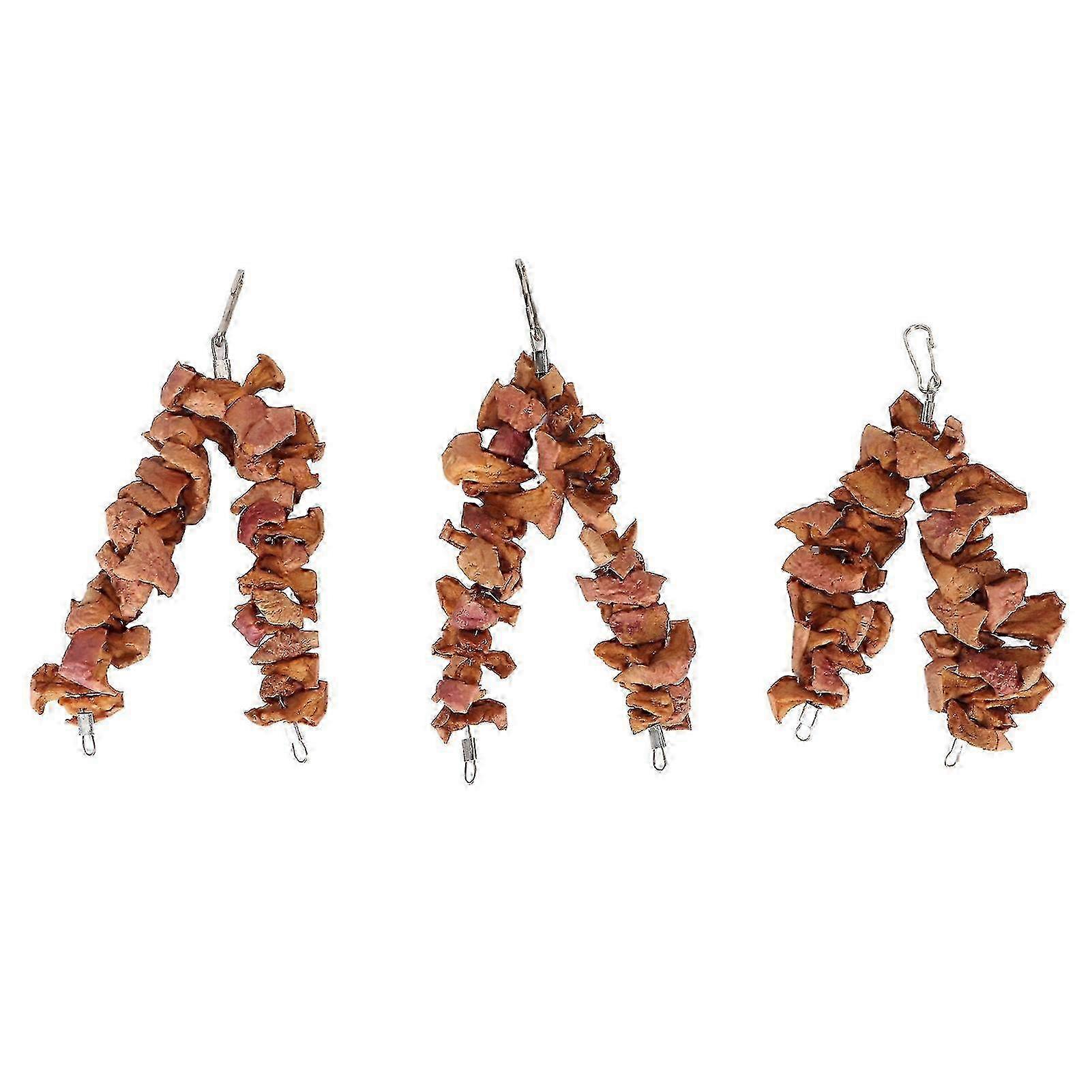 3pcs Guinea Pig Dried Apple Treats String Prevent Constipation Rich Nutrition Dried Apple Slices Chew Toys for Rabbits Short