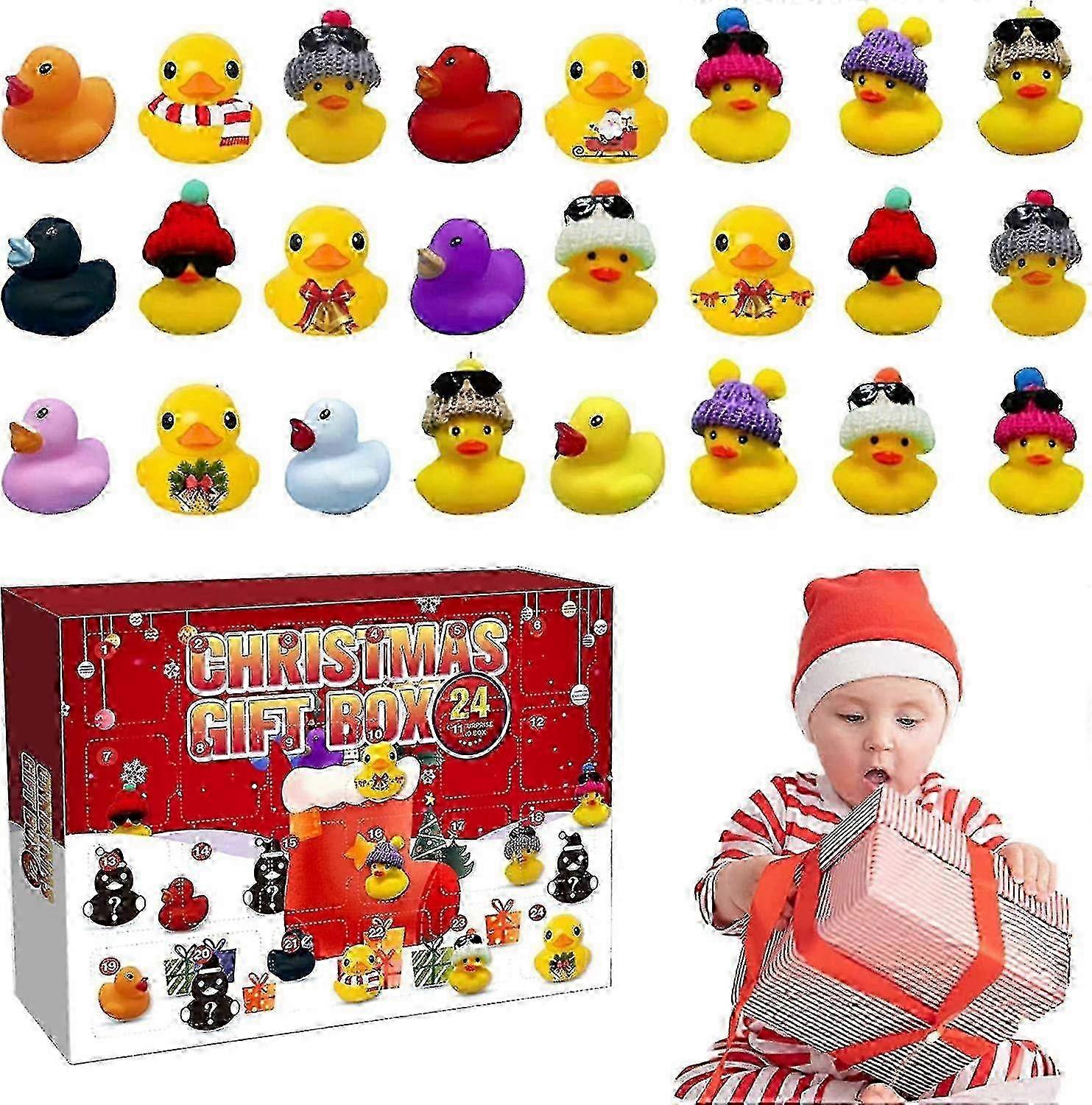 Advent Calendar 2022 For Toddler, Christmas Advent Calendar With 24 Rubber Ducks For Boys Girls, Rubber Ducky Bath Toy, Ducks Advent Calendar Christma