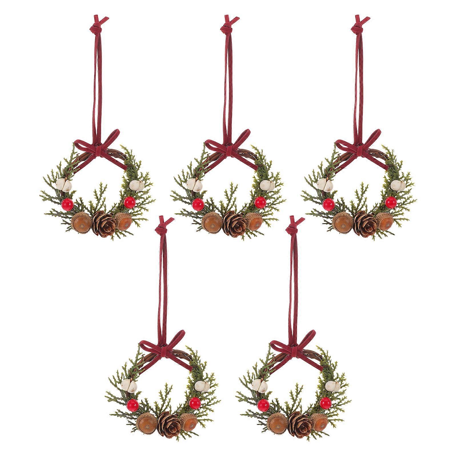 Artificial Mini Christmas Wreaths for Holiday Hanging 5Pcs Pack