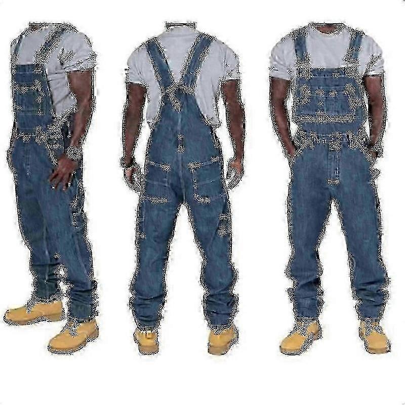 رجالي حجم كبير وزرة جينز موضة جينز مريلة جيوب فضفاضة متعددة الأشرطة قابلة للتعديل fg2025031702904