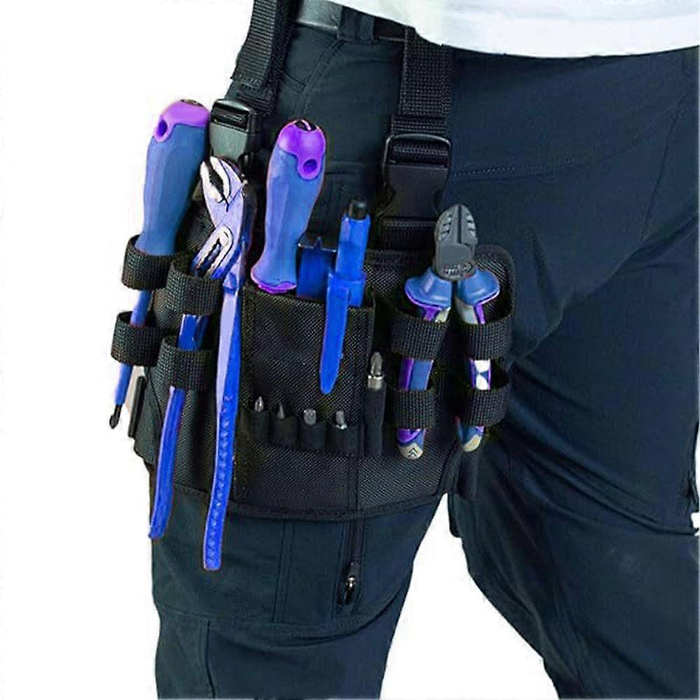 Heavy Duty Oxford Tool Pouch with Phone Holder Multiple Tool Loops Bit Holders for Electricians Carpenters Mechanics