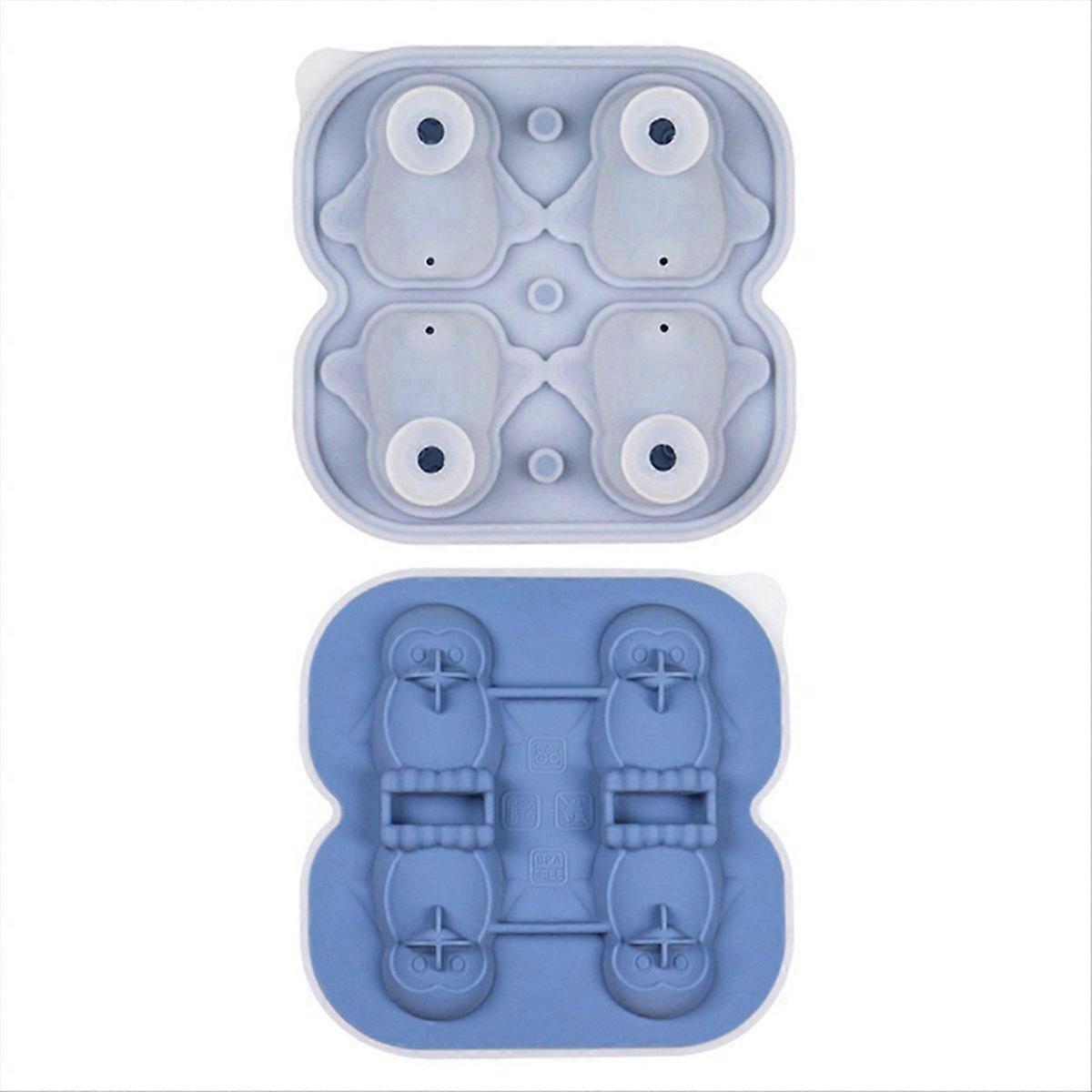 Penguin Mold, Make 4 Cute Penguin Ice Balls for Drink, Blue