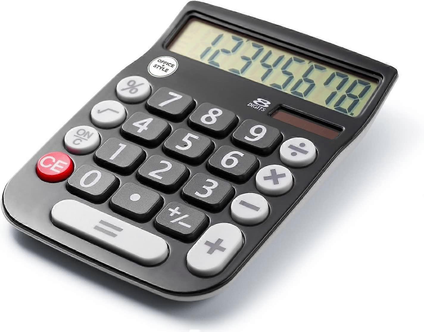 8 Digit Dual Powered Desktop Calculator, LCD Display, Black- by Office + Style
