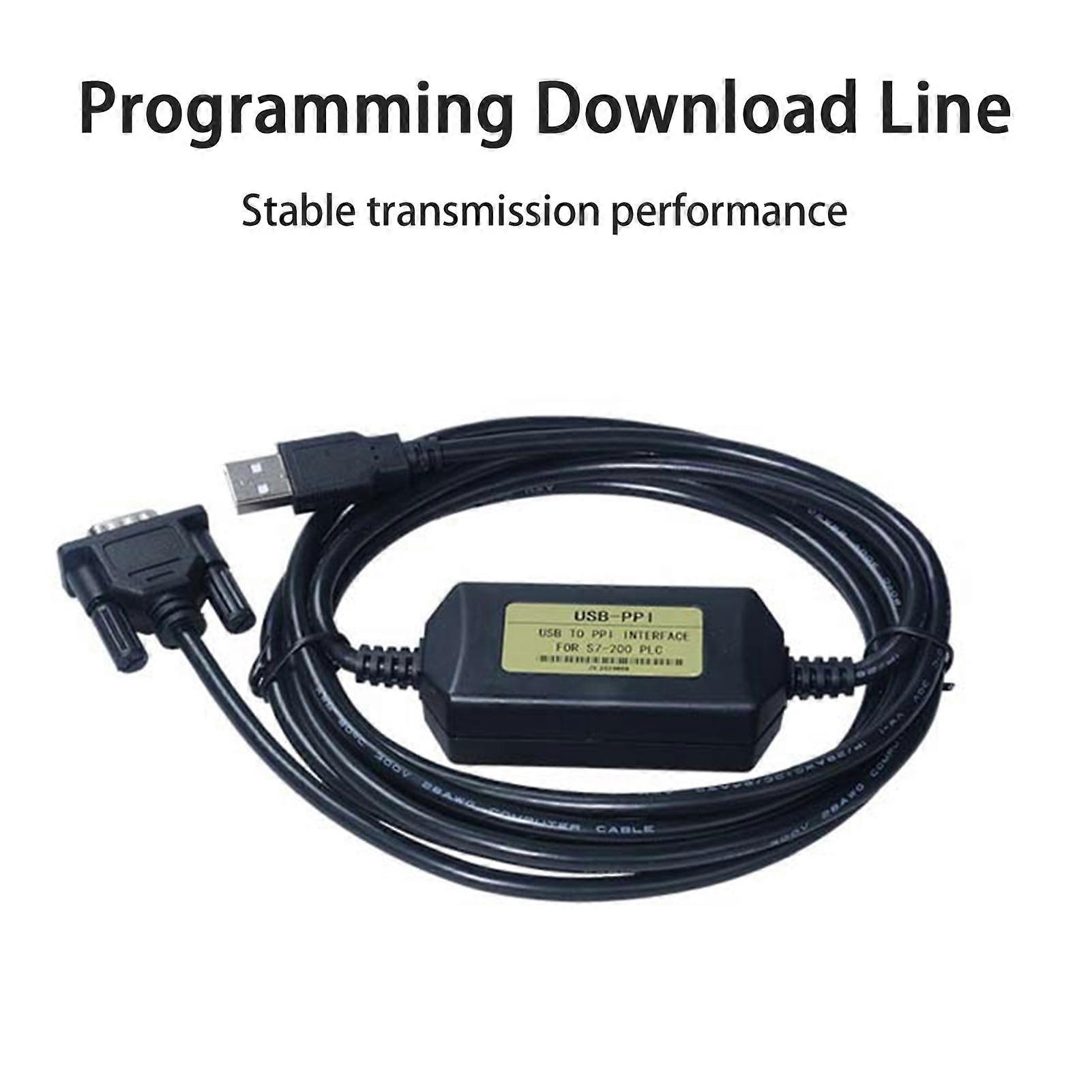 SUSUchens Programming Cord with Nickel-Plated Connector, Flame Retardant, Plug & Play, High Speed USB-PPI Cable compatible with S7-200 CP226 224
