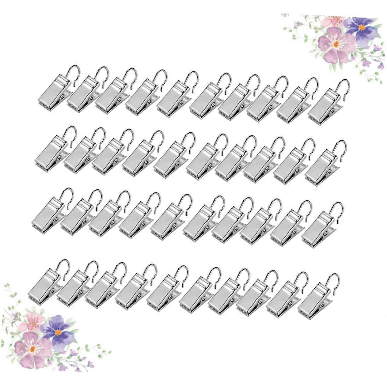 Curtain Hanging Rings 100pcs Rustproof Metal Clips with Silver Hooks for Drapes and Home Decor