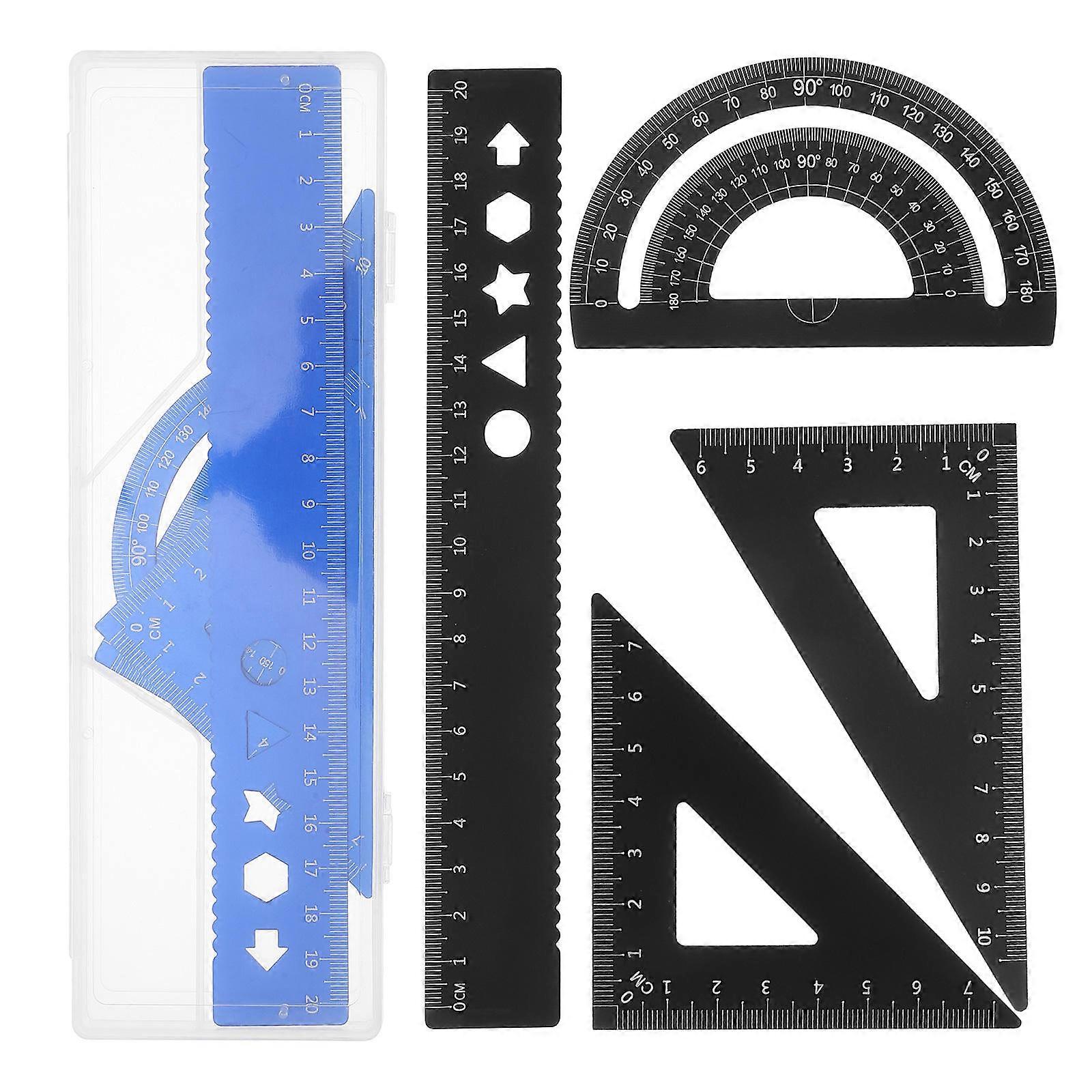 Geometry Ruler Set Metal Drawing Ruler for Precise Drafting 8Pcs