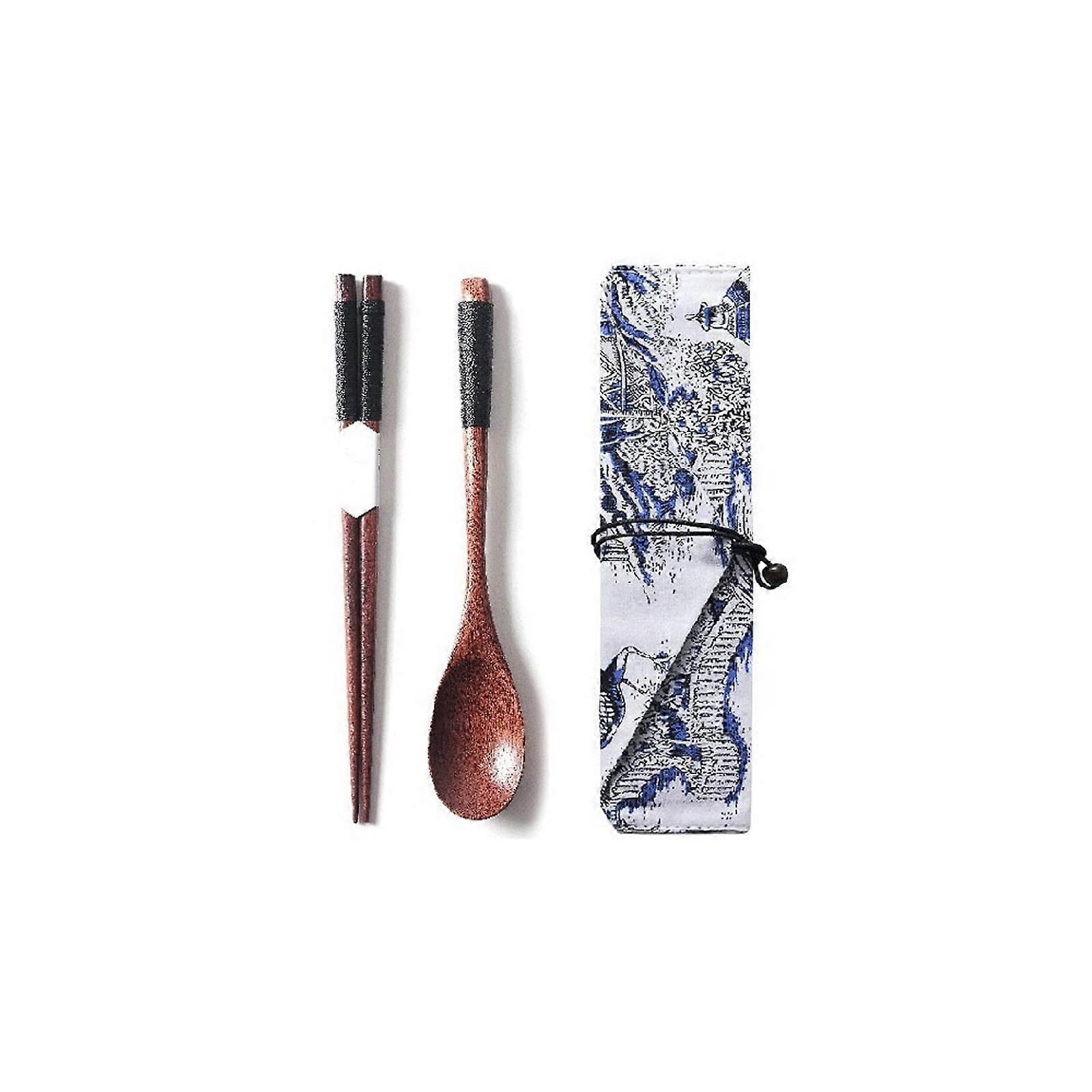 Wooden Chopsticks Set with Smooth Polished Grip, Reusable EcoFriendly for Sushi, Set of 5