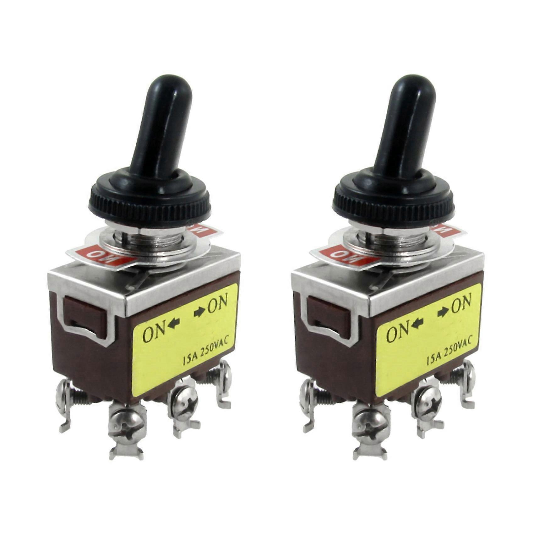 2X AC 250V 15A On/on 2 Position DPDT Toggle Switch with Waterproof Boot