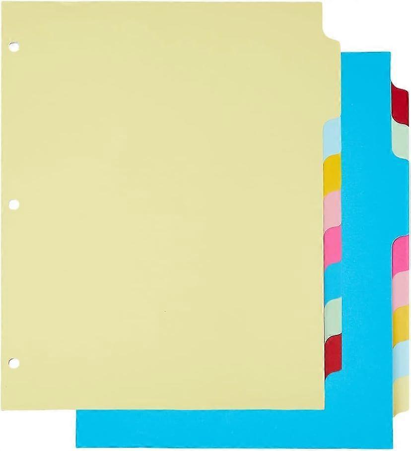 16 Sheets A4 3 Ring Binder Dividers 8 Tab Dividers 3 Ring Multicolored Tab Paper for A4 Binder 3 Holes Ring Index Pages for Planner Notebook Journal T
