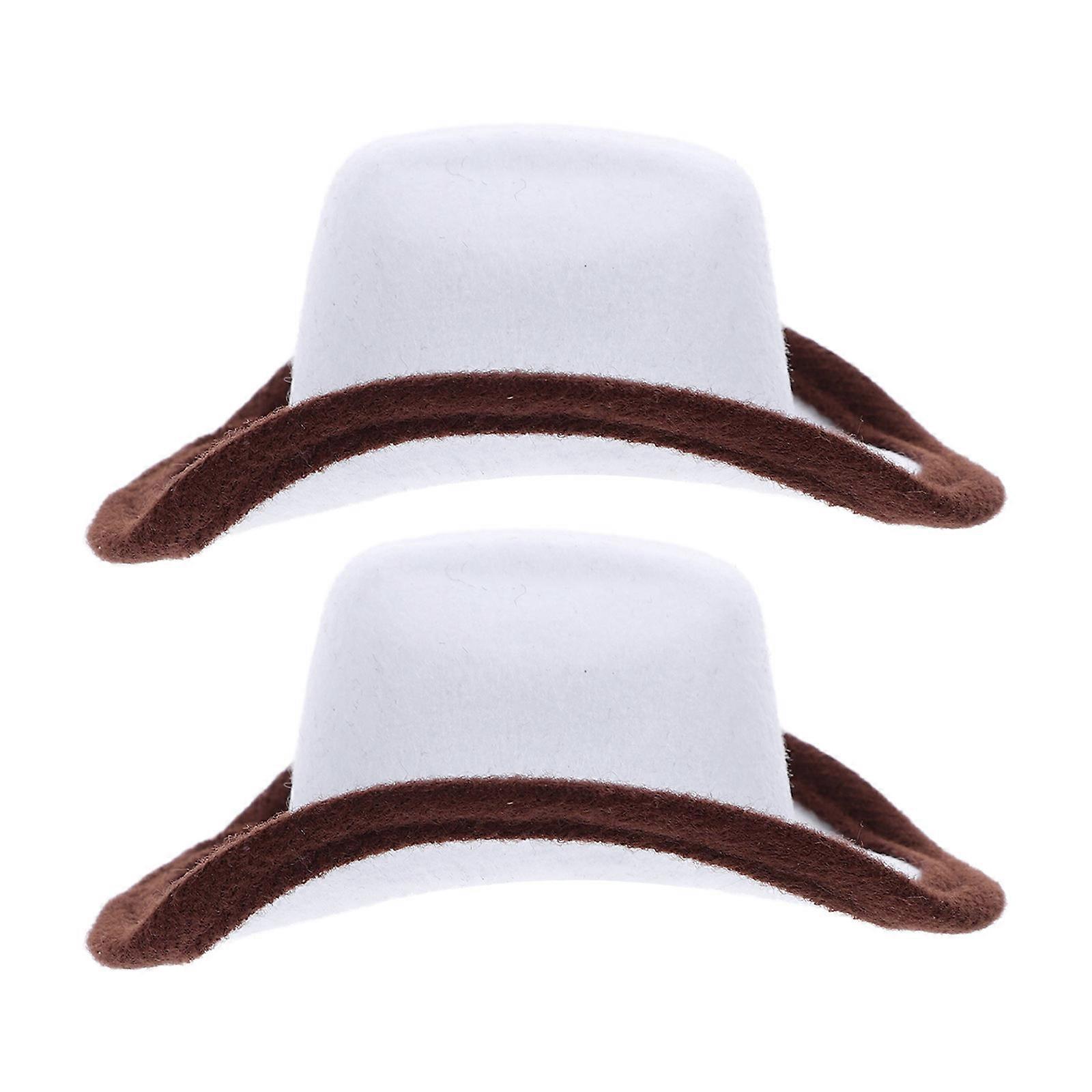Cowboy Hat Cap for Decoration 2Pcs Polyester Party Accessory