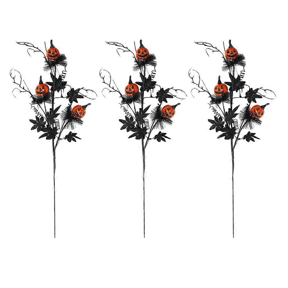 3Pcs Halloween Artificial Maple Leaf Branch for Vase Decoration