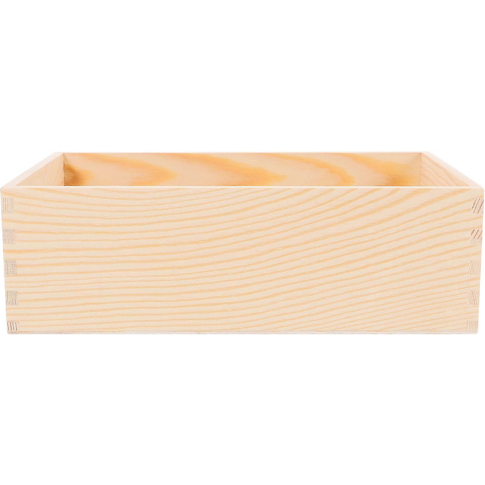 Solid Wood Storage Box for Organization Use Khaki Wood Crate