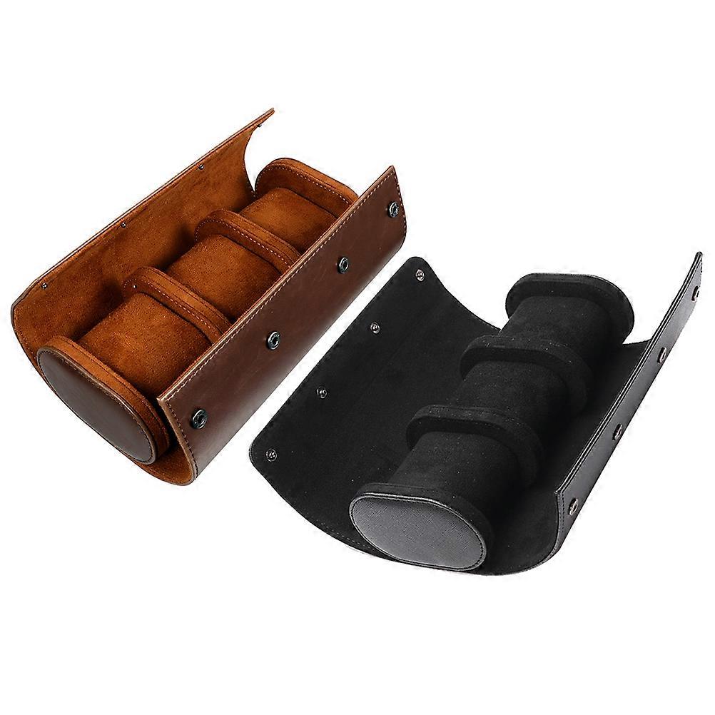 Retro Watch Boxes Classic Storage Case for 2Pcs Black PU