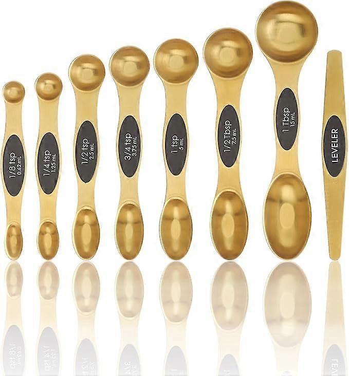 Magnetic Stainless Steel Measuring Spoons Set with Leveler, DualSided Stackable Design for Baking