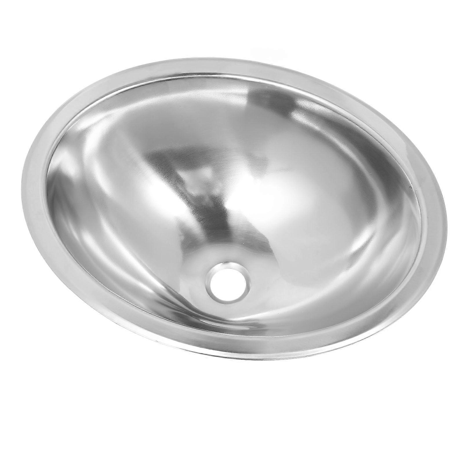 Oval 304 Stainless Steel RV Caravan Sink with Drain, SpaceSaving Flush Mount Design