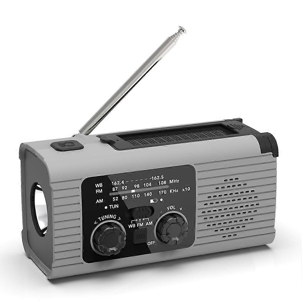 Emergency Weather Radio with Hand Crank Solar Power AM FM NOAA Alerts 4000mAh LED Flashlight