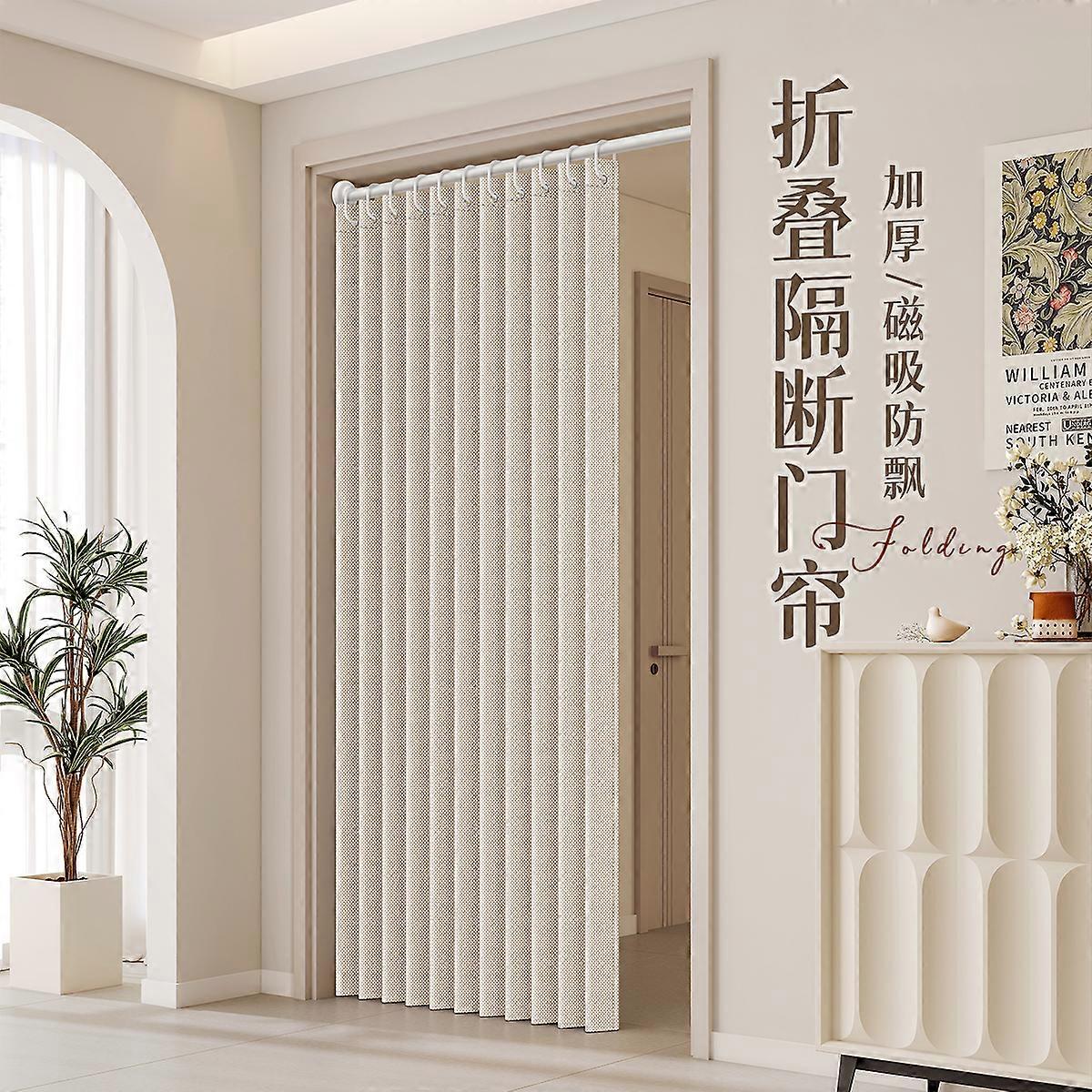 וילון דלת מתקפל בלתי נראה וילון מחיצה יוקרתי חדש סגנון מטבח חדר שינה מעבר עמיד בפני רוח ללא חבטות...
