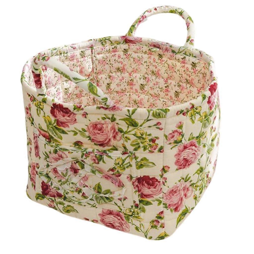 Storage Basket with Elegant Floral Pattern, Foldable Durable Polyester Bin for Home Organization