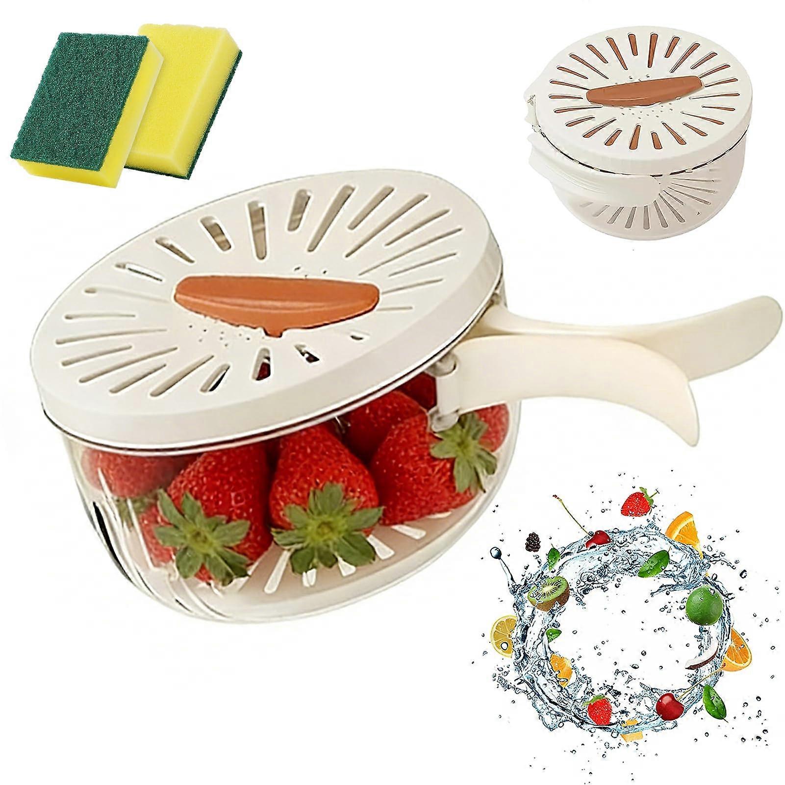2in1 Colander with Storage Container, BPA Fruit and Vegetable Strainer with Lid, Brown