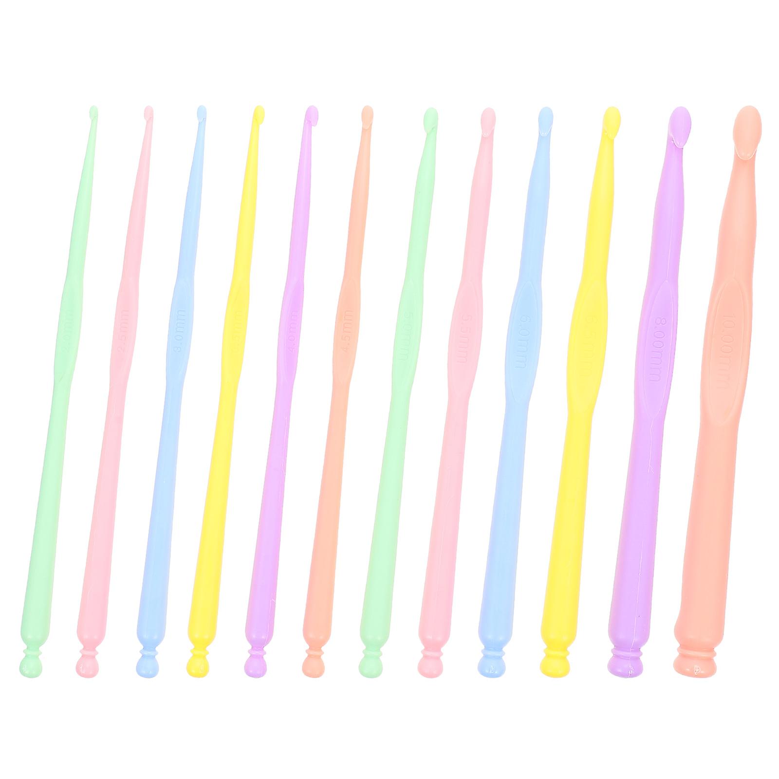 Plastic Knitting Hooks Crochet Needles for Crafts 12Pcs Assorted Color