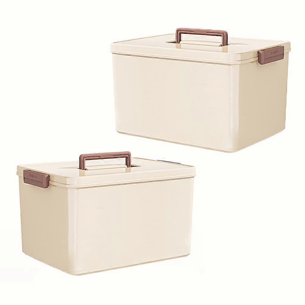 2 Packs Stackable Plastic Storage Bins with Lids, 10L and 16L Large Boxes with Handles for Organizing
