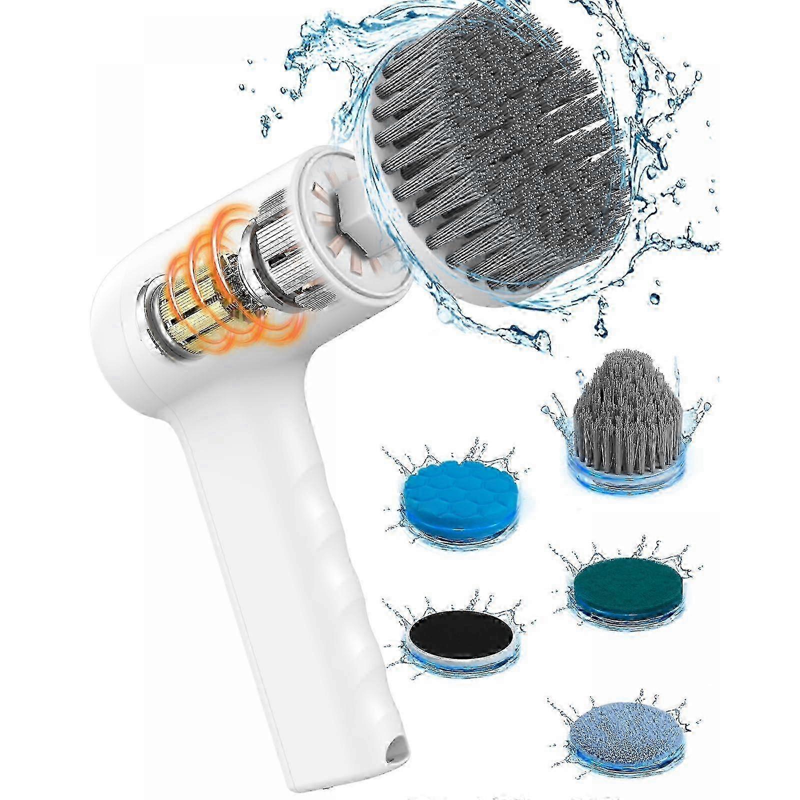 2025 Cordless Electric Shower Scrubber with Digital Display featuring 5 Replaceable Heads and 2 Variable Speeds - Handheld Cleaning Tool