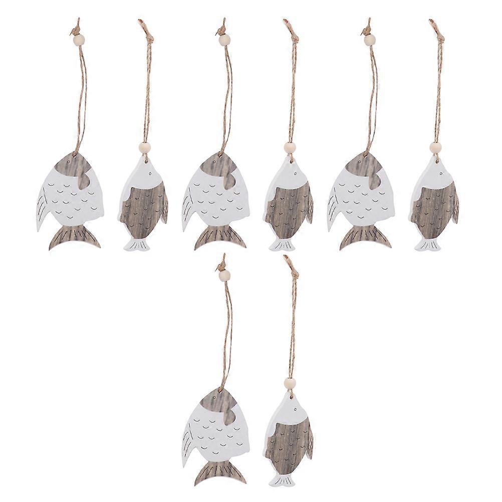 Wooden Fish Shape Ocean Theme Wall Hanging for Decoration 8Pcs