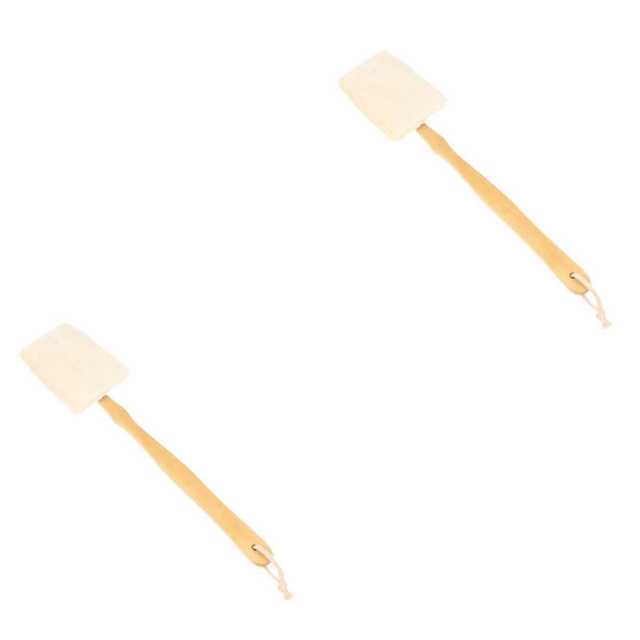Loofah Bath Brush with Long Bamboo Handle, DualSided Back Scrubber for Gentle Deep Cleansing