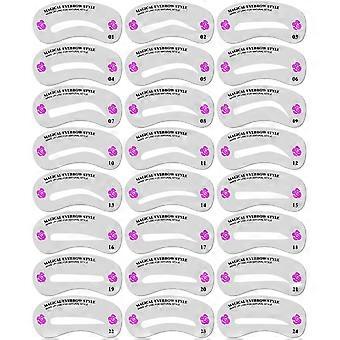 24 Piece Eyebrow Stencil Set for Symmetrical Brow Shaping, Reusable Soft Templates for Makeup